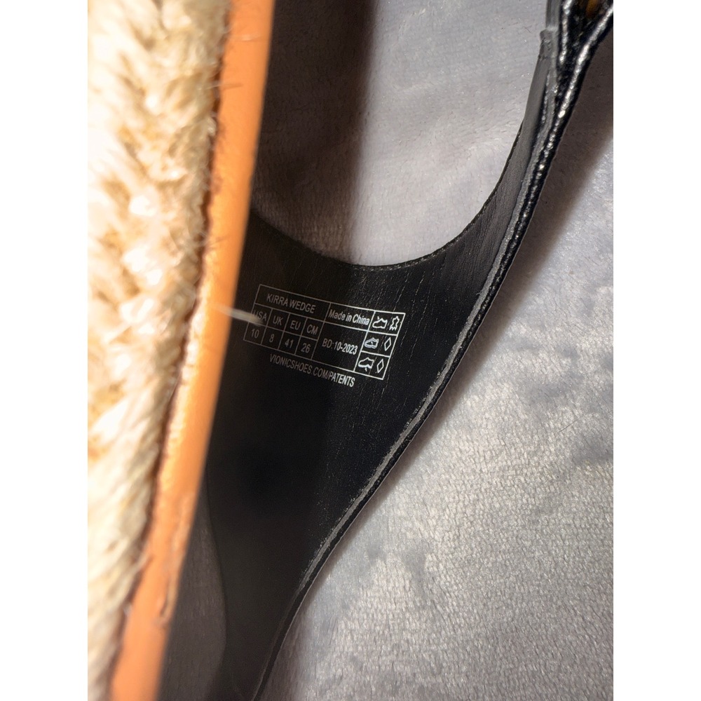 Vionic Wedge Black Leather Espadrille‎ Sandals Womens 10 - Picture 5 of 9